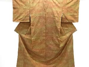 絣縞織り出し手織り紬着物